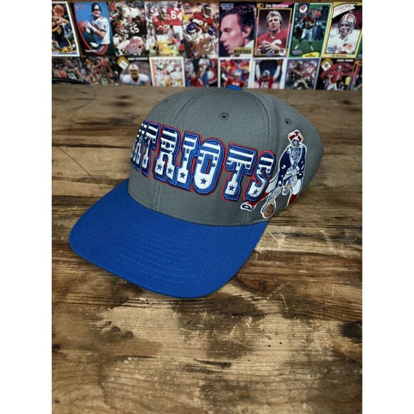 New England Patriots Snapback Hat Mitchell & Ness NFL Vintage Throwback Gray - Picture 1 of 7